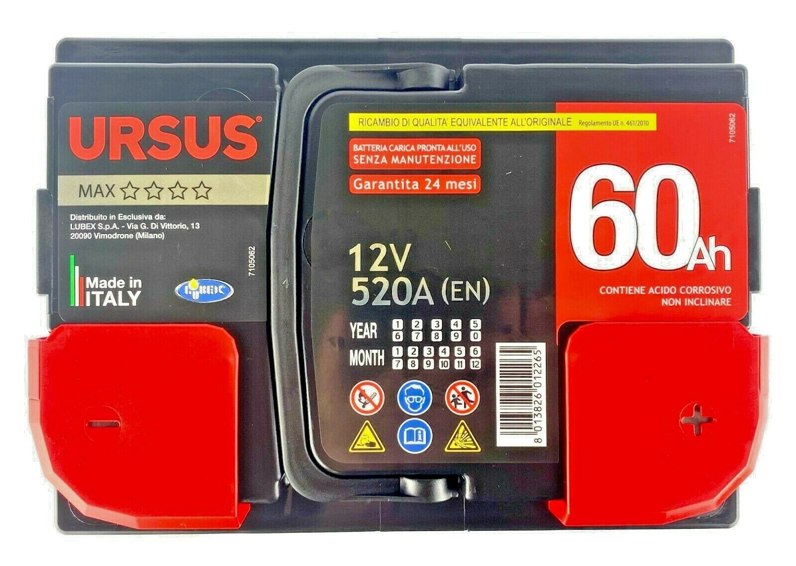 Batteria per auto start & stop 'ursus' 60 ah - mm 242 x 175 x 190